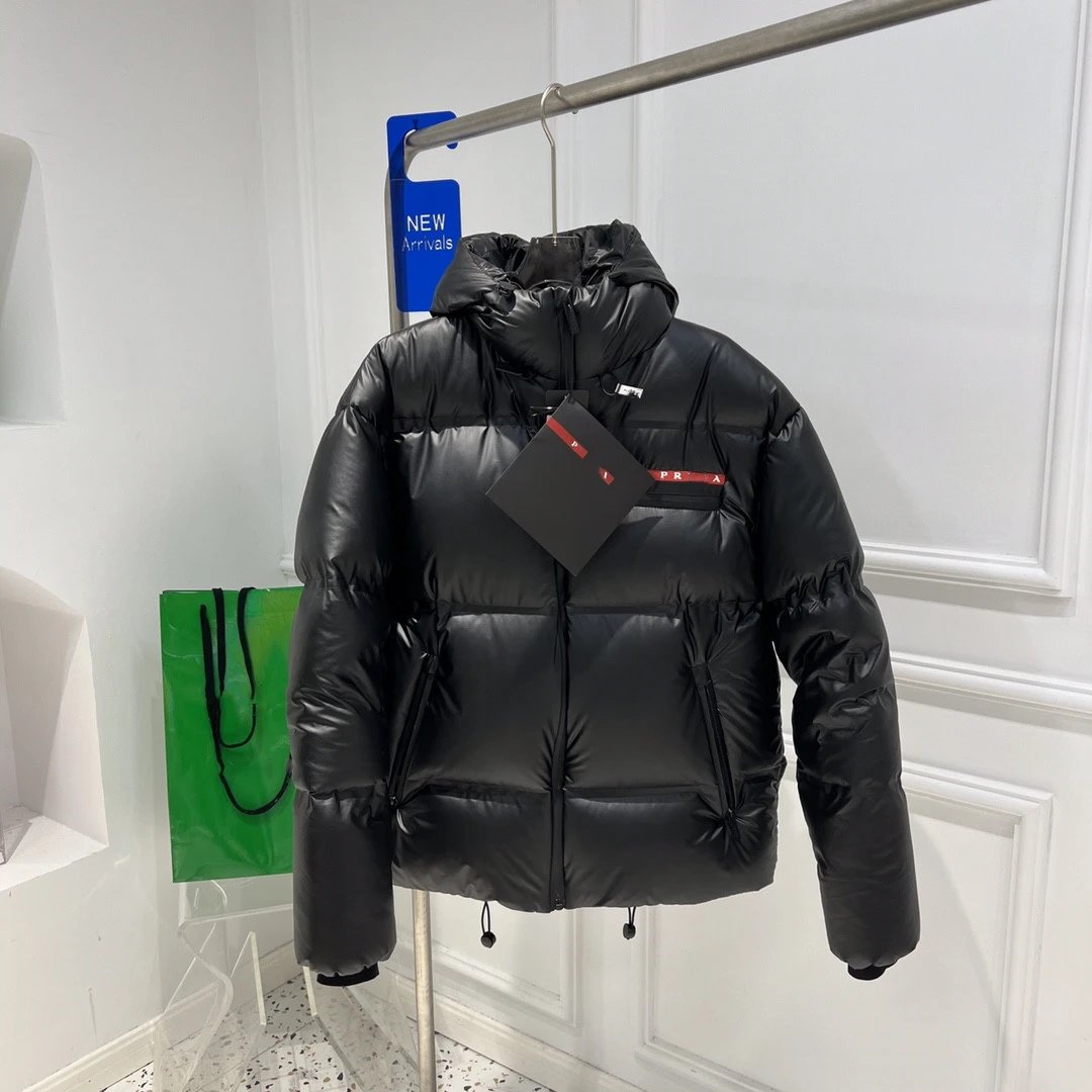 Prada Classic Style Red Label Seam Sealed Waterproof 90% White Duck Down Jacket for Men and Women