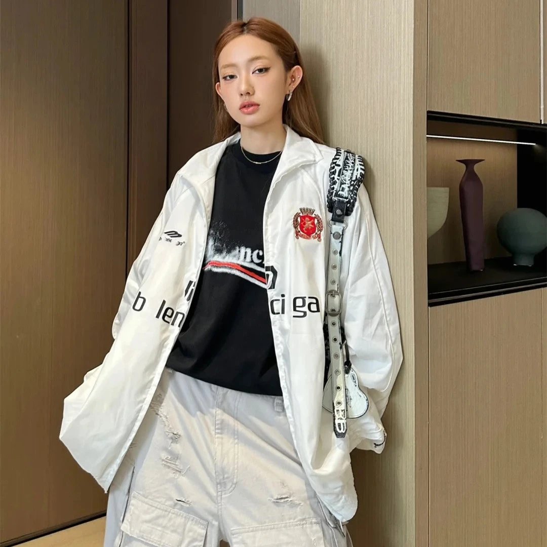 Balenciaga Manchester United Collaboration Internet Famous Embroidery Stripe Windbreaker Jacket Unisex