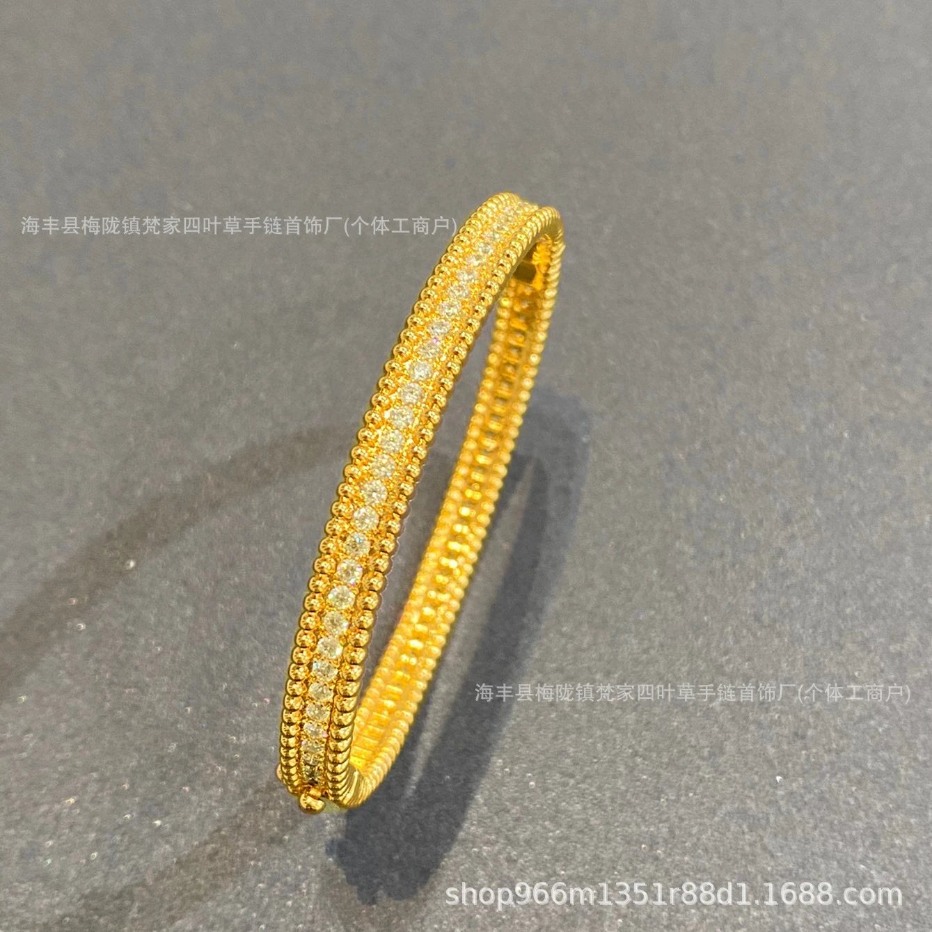 Van Gogh Beaded Edge Full Diamond Bracelet, Mi Gold Luxury Versatile Fashion Style Beaded Bracelet