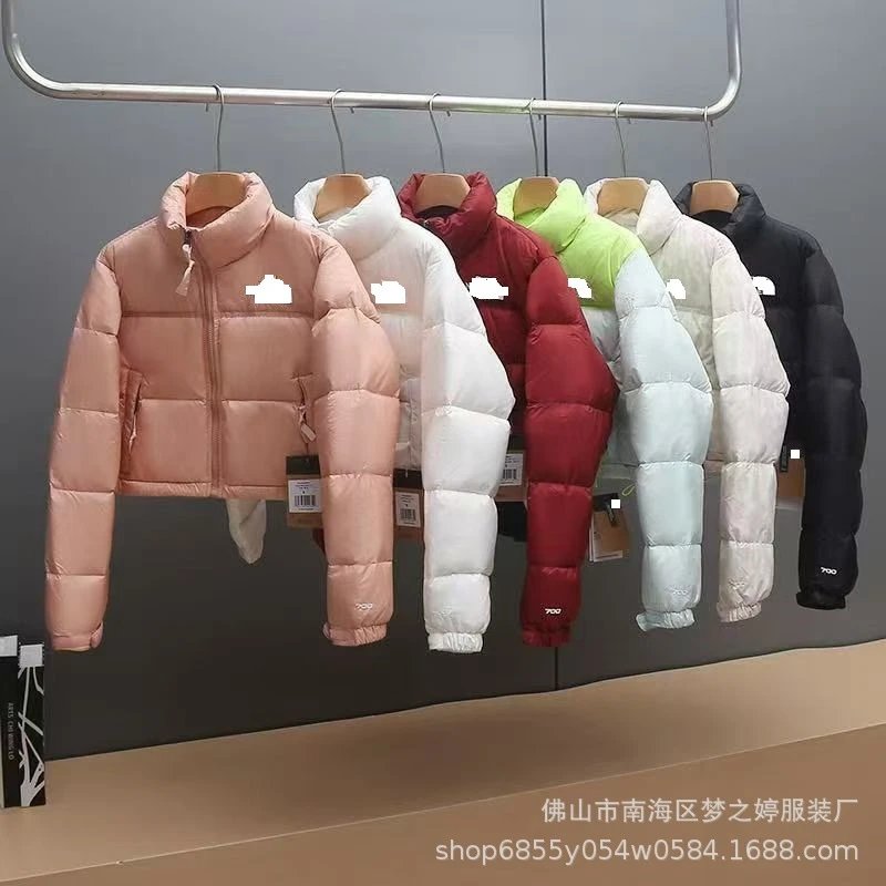 Winter Kendall Jenner Style Women's Short Cotton Jacket Casual Cropped Plaid Panel Thick Warm Puffer Outerwear