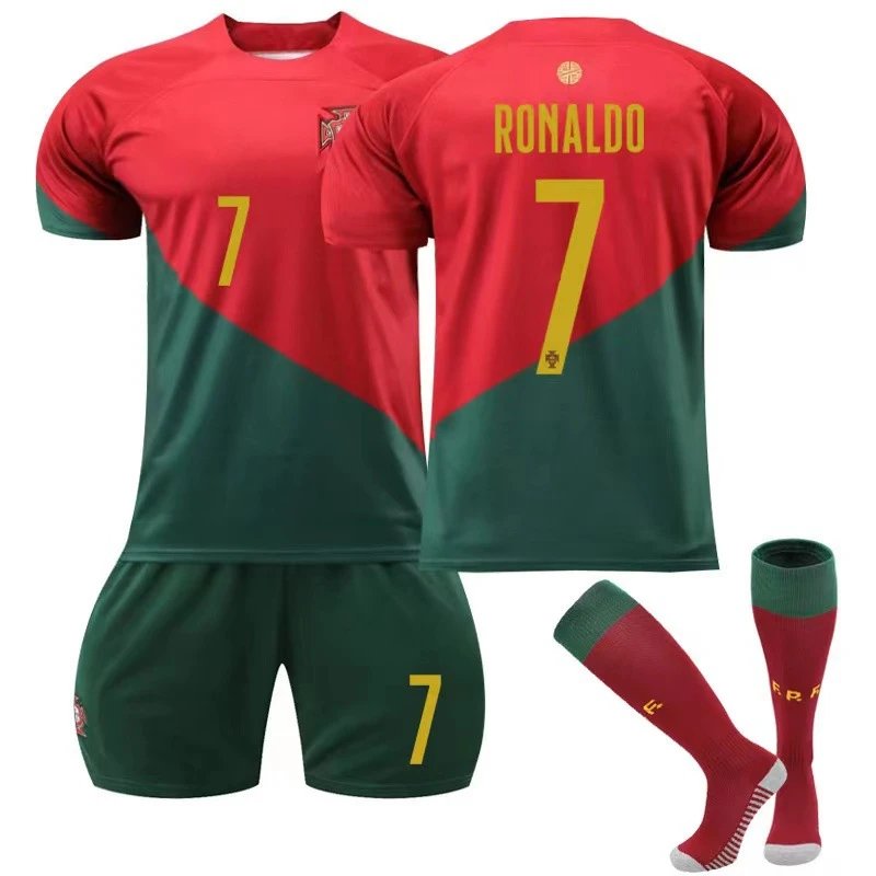 22-23 Portugal World Cup Edition Home Football Kit Set No.7 Cristiano Ronaldo Jersey Adult/Kids
