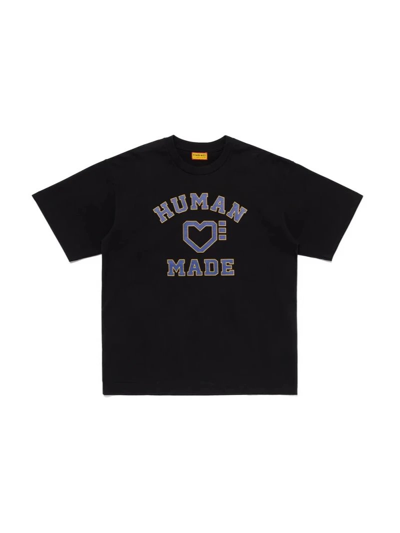 Human Made Heart Letter Pattern Bamboo Cotton Short Sleeve T-shirt Loose Unisex Couples