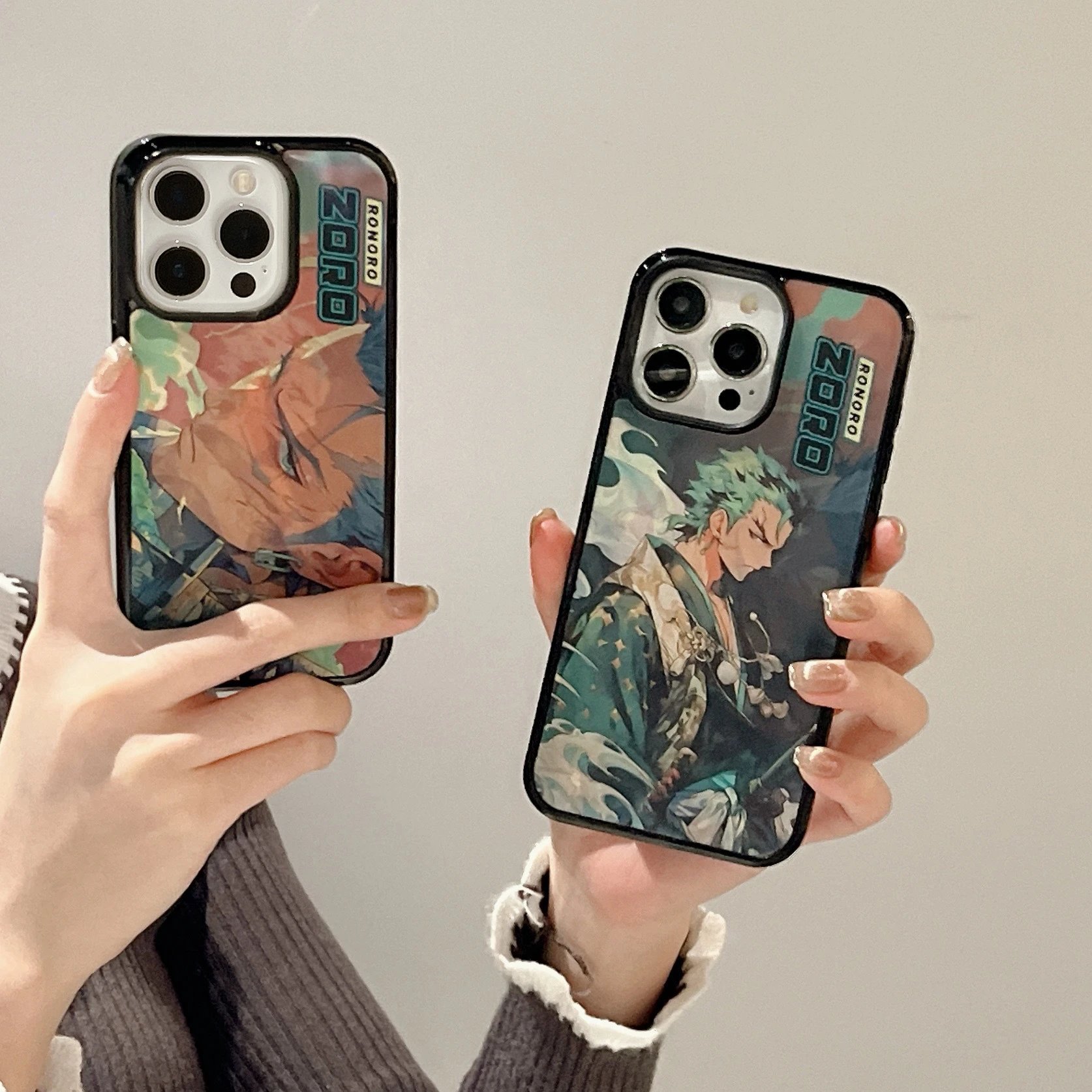 Anime Cartoon One Piece Roronoa Zoro Apple 14 Pro Case iPhone 16 Pro Max Couple