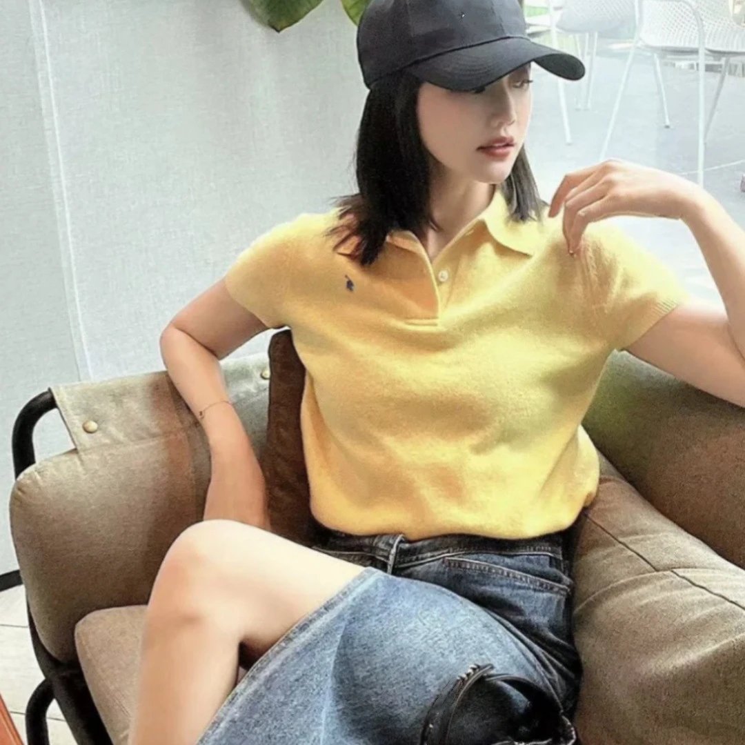 RL Ralph Lauren Pony Embroidery Classic Basic Small Label Warhorse Knit Polo Shirt Short Sleeve T-shirt