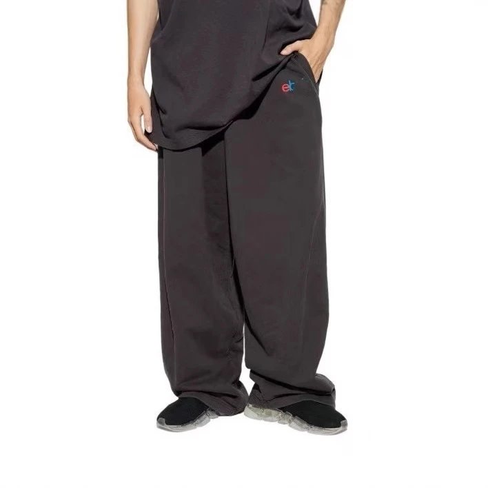 Balenciaga Rainbow Embroidery Logo Letter Solid Color Loose Sweatpants Wide Leg Pants