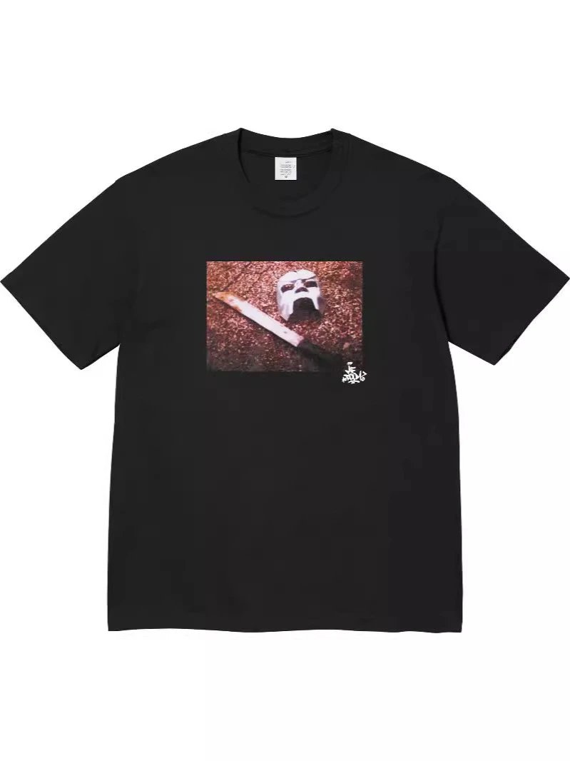 23FW MF DiorOM TEE Hip-hop Dagger Mask Print Round Neck Short Sleeve T-shirt Unisex Couples