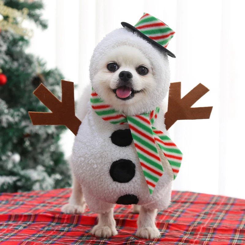 Autumn Winter New Funny Dog Pet Supplies Christmas Cat Apparel Snowman Transformation Outfit Dog Clothing Cat Apparel