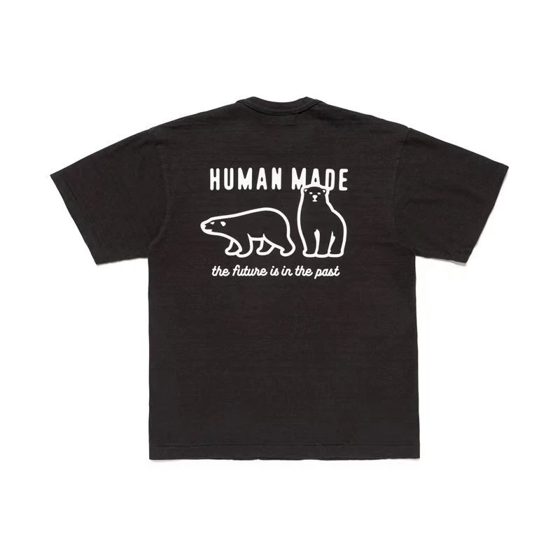 Human Made Polar Bear Pattern Short Sleeve T-shirt Loose Casual Unisex Couples
