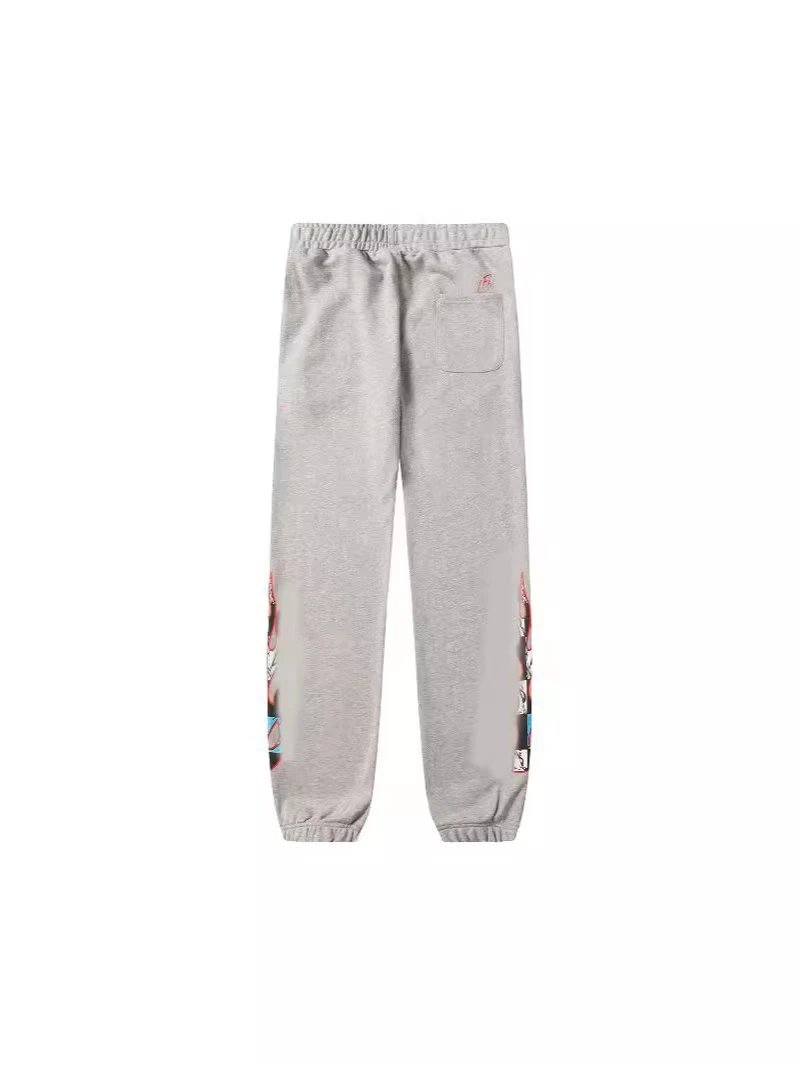2024 Chrome Hearts mattyboy Flame Graffiti Gray Casual Fleece Sweatpants Unisex