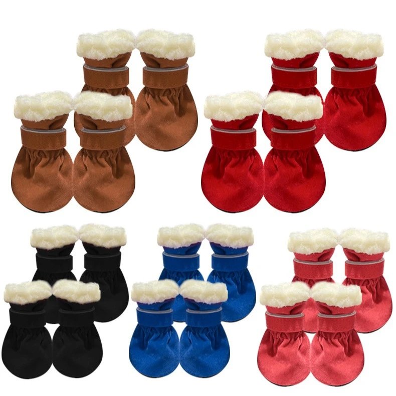 Pet Small Dog Winter Fleece Thickened Soft Sole Paw Socks Non-slip Dog Shoes