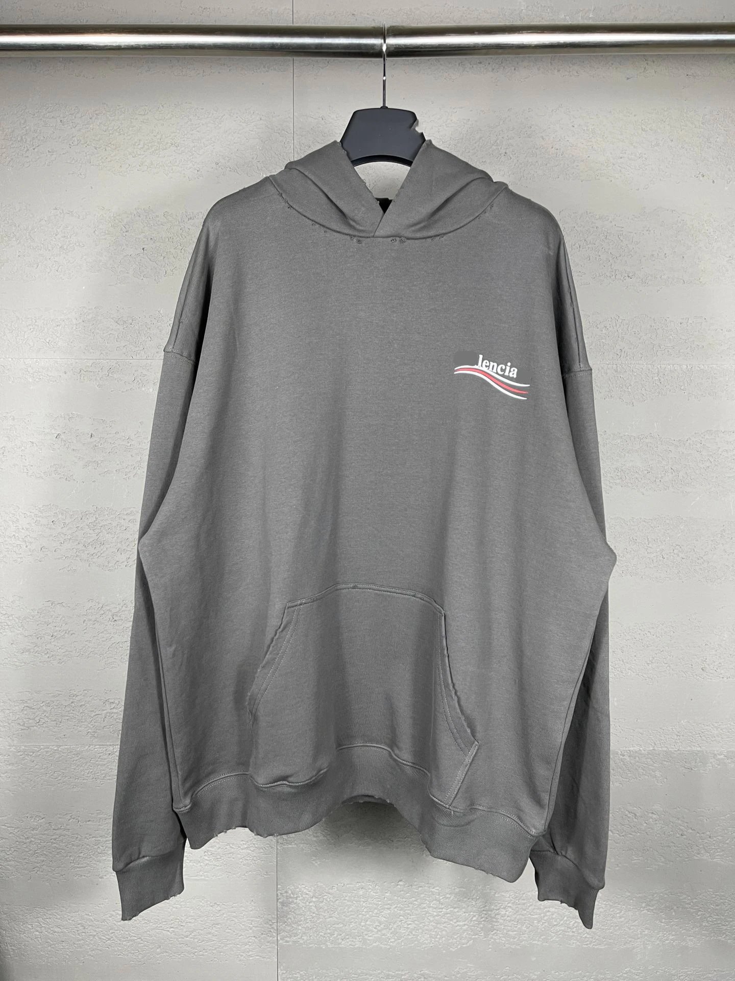 24 new style Balenciaga cola tear print worn-out distressed long sleeve hooded sweatshirt men's and women's couple style trendy