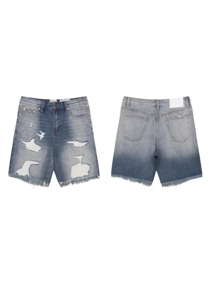 Gallery Dept Destroyed Ripped Patch Denim Shorts