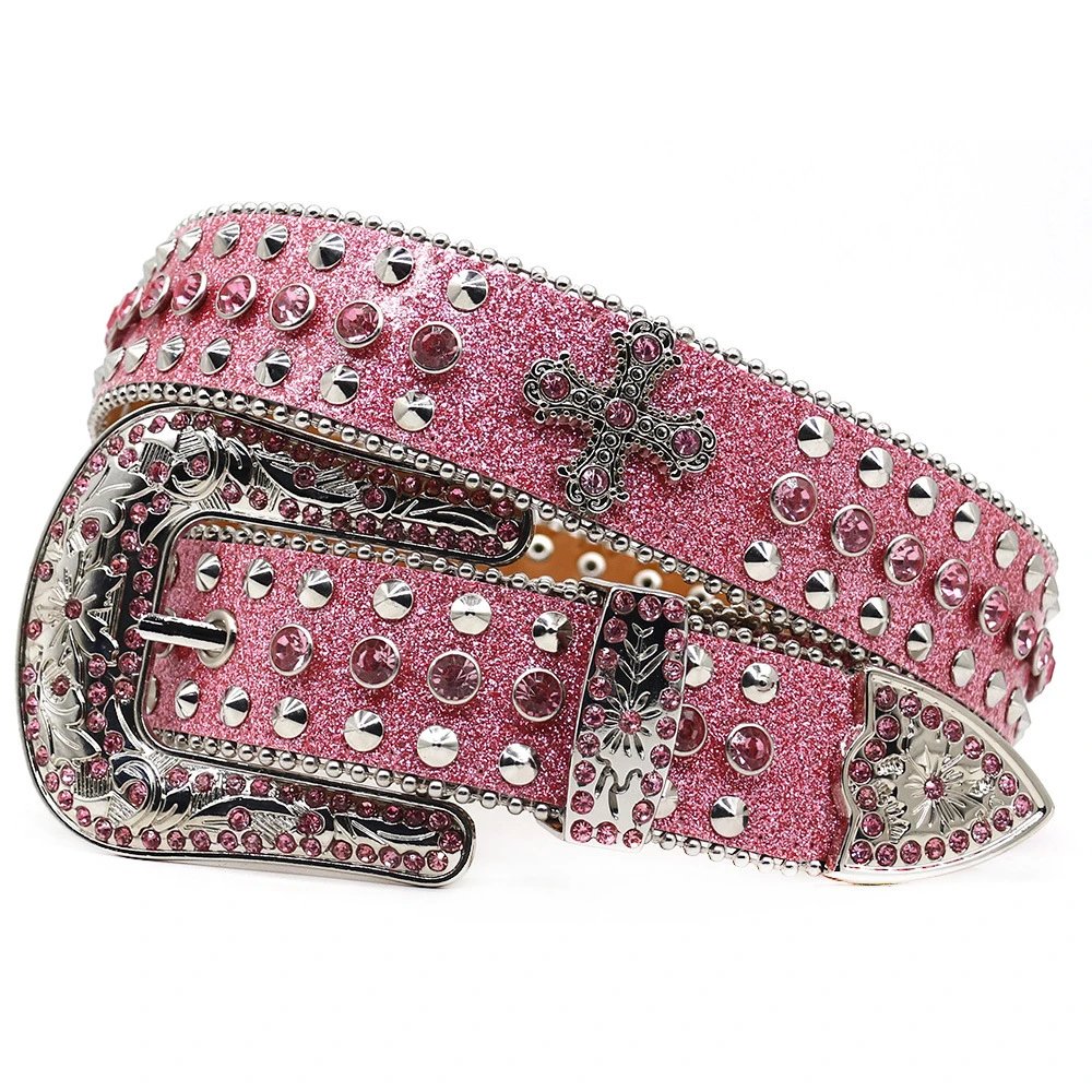 Rhinestones Belt For Women Men Western Diamond Studded Belts