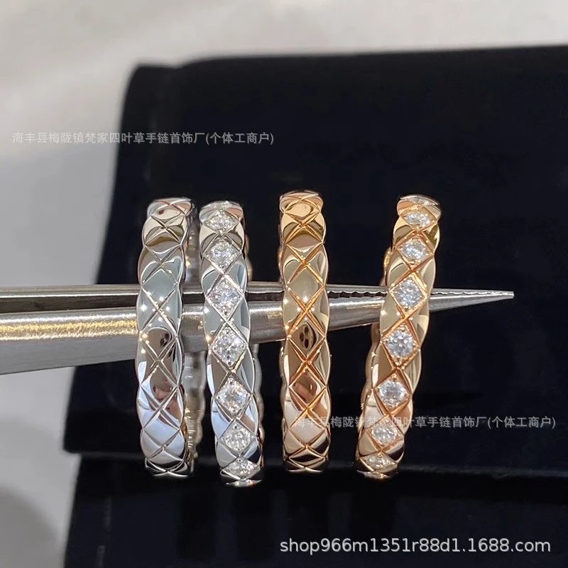 Chanel Best Friend Index Finger Chanel Quilted Pattern Ring for Women, Luxury High-End Design Rose Gold Couple Rings
