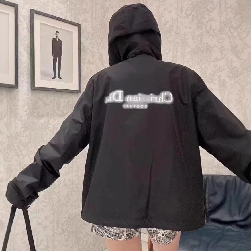 2025 New Balenciaga Blurred Letter Print Windbreaker Jacket Unisex