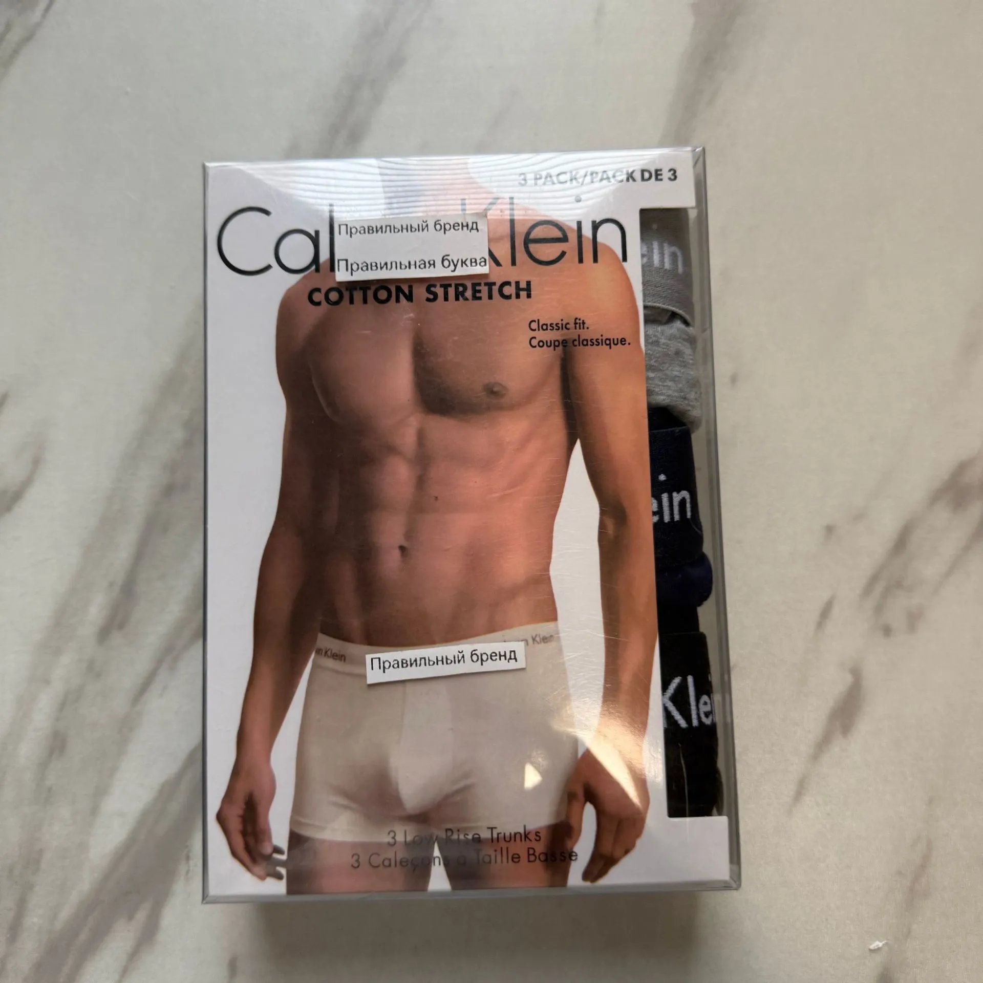 CK Men's Boxer Briefs Cotton Men Mid Waist Breathable Solid Color Boxer Briefs Gift Box 3 Pieces Ship
