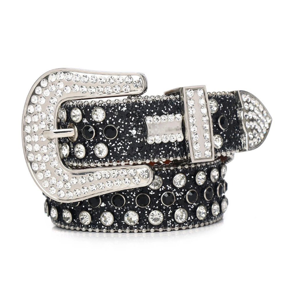 Bling Rhinestone Studded Belt for Men Women