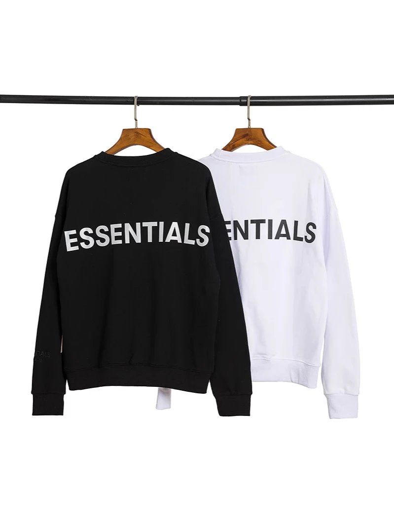FEAR OF GOD ESSENTIALS 3M Reflective Letter High Street Round Neck Hoodie Terry Loop Loose