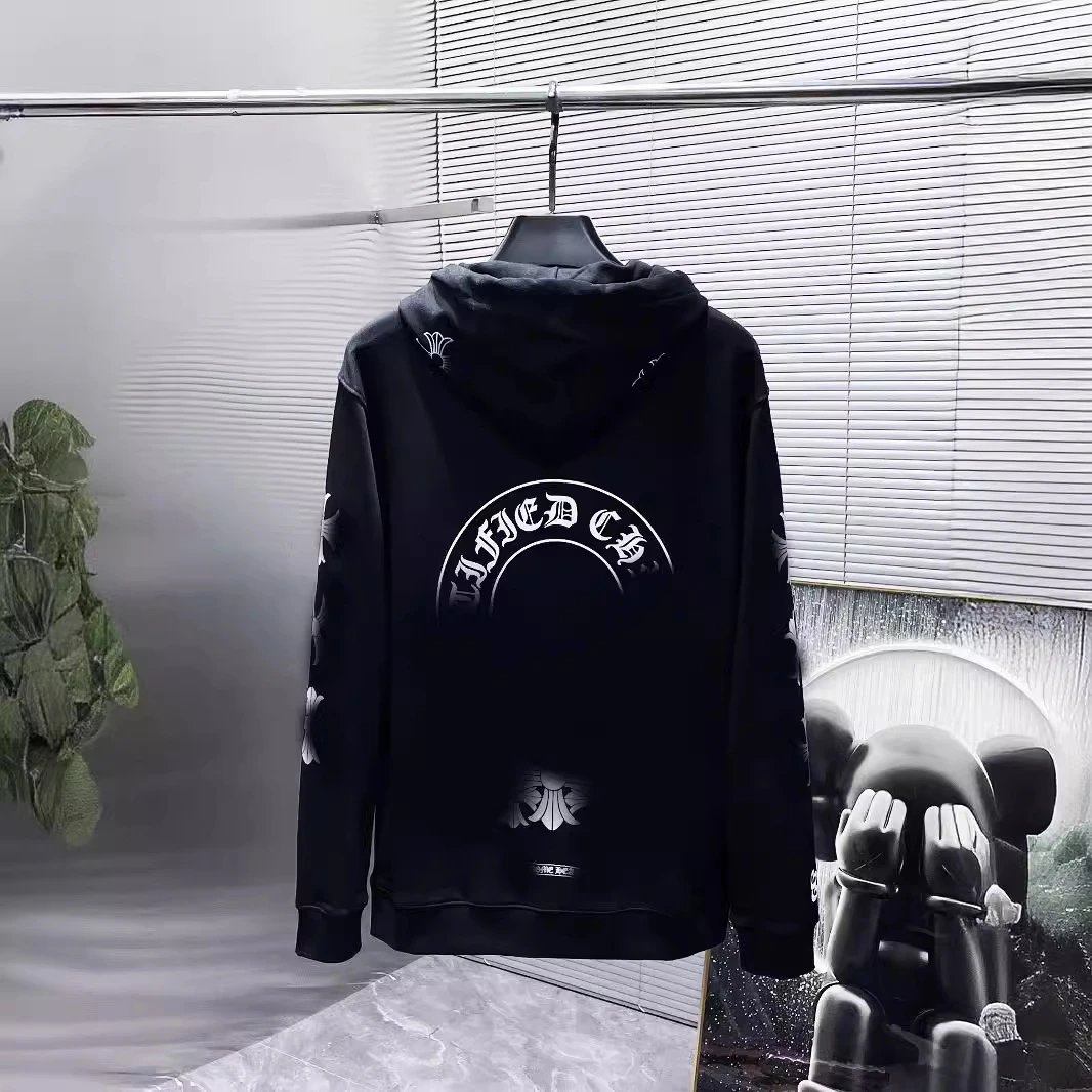 Chrome Hearts Horseshoe Cross Group Hoodie Loose Casual Pullover Hoodie Unisex Couple Style