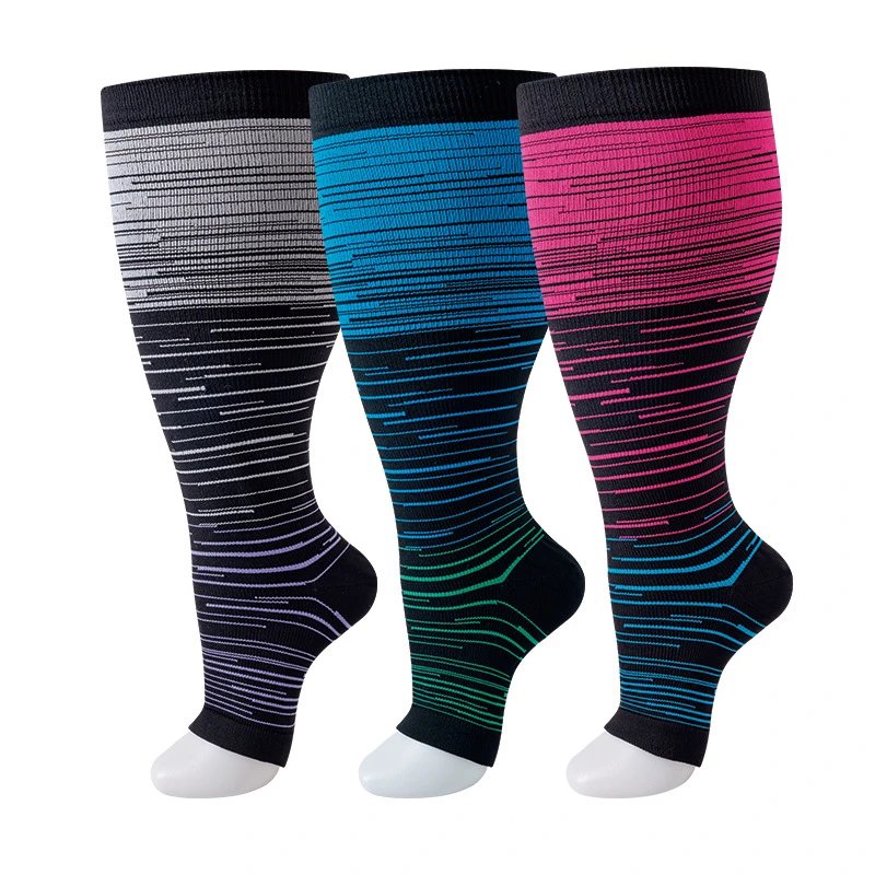 New Extra Wide Compression Fat Socks Extra Large Extra Wide Open-Toe Compression Socks Full Open Pattern Style Sports