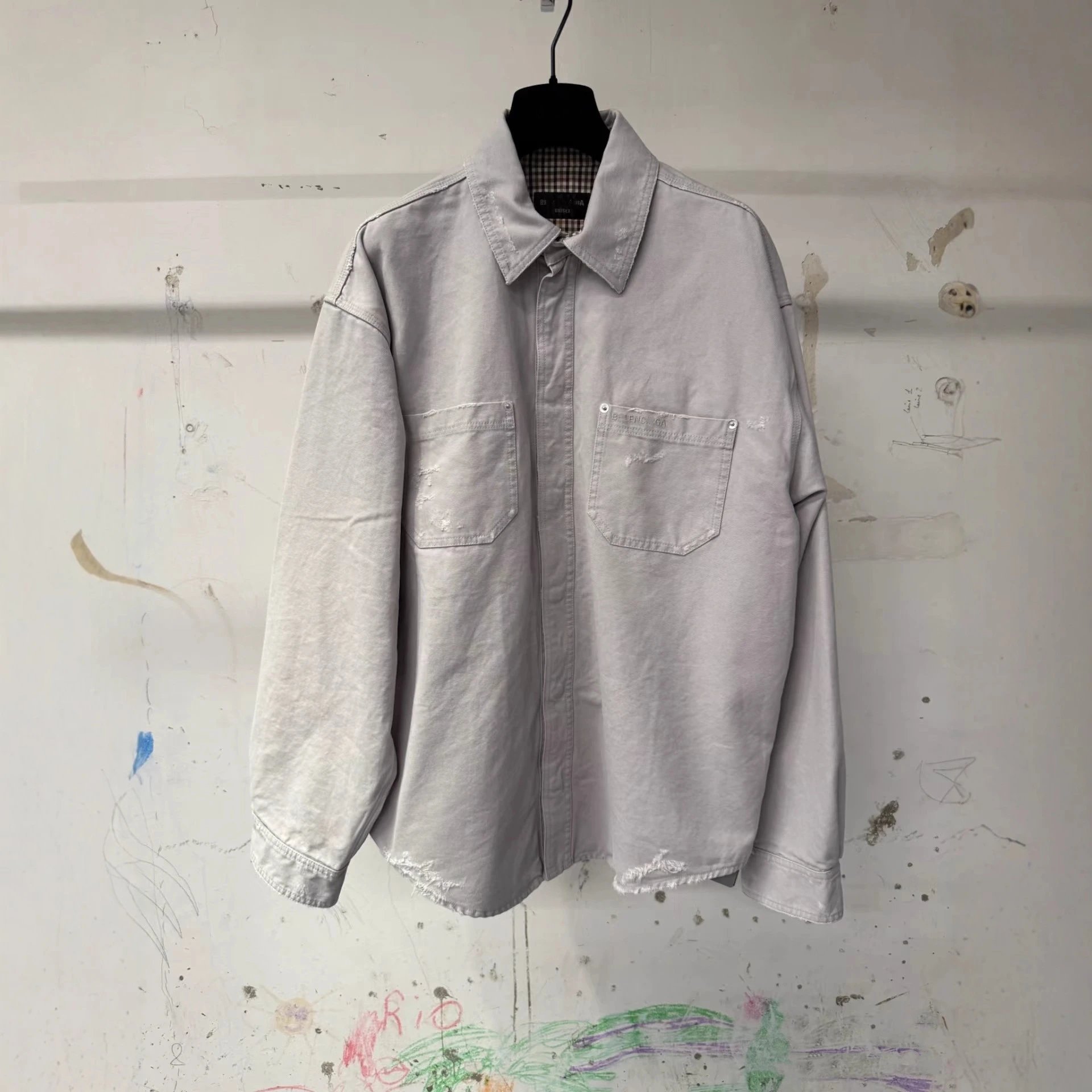 Balenciaga Internet Famous Destroyed Washed Work Loose Jacket Unisex