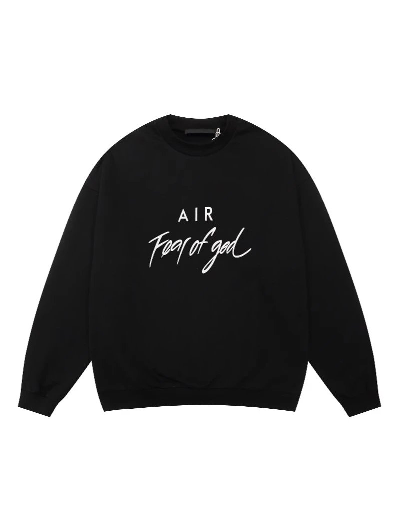 American High Street FOG Essentials Replica Cursive Letter Round Neck Hoodie Unisex Autumn Loose Hoodie