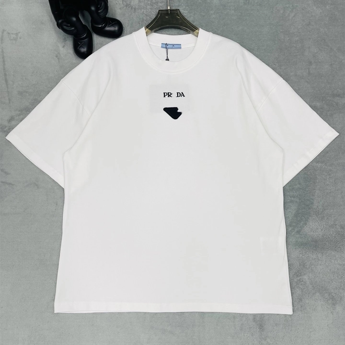 Prada Embroidery LOGO Round Neck Short Sleeve T-shirt Unisex Top-