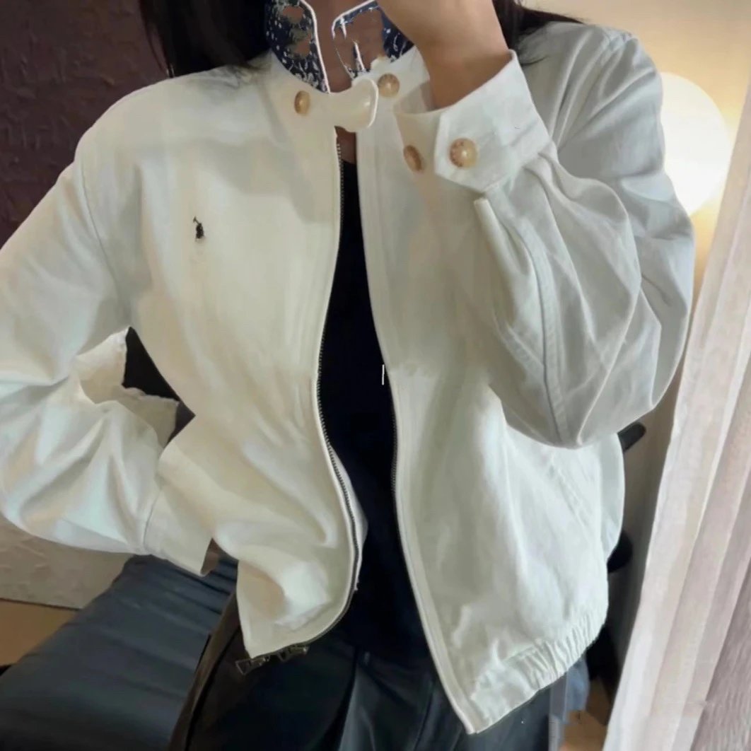 RL Ralph Lauren Old Money Classic Lapel Women's Jacket Twill Washed Short Jacket Women