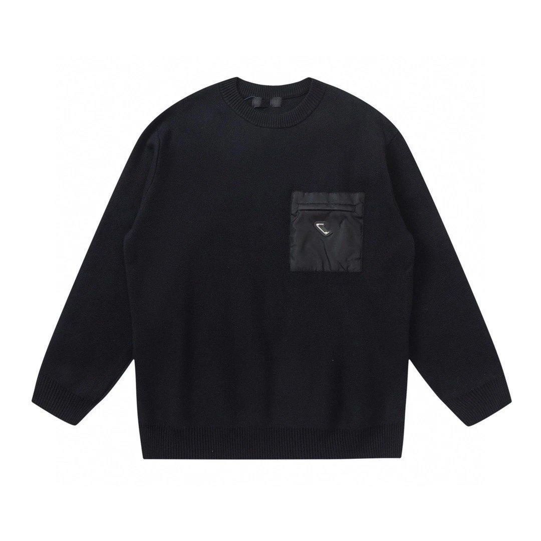 Prada celebrity same style pocket long sleeve knitwear crewneck pullover sweater men's and women's