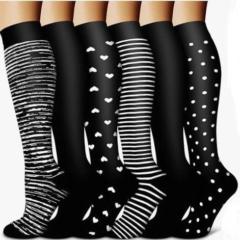 6-Pairs Set Sports Compression Socks Outdoor Fitness Running Compression Socks Elasticity Leg Shaping Calf Socks