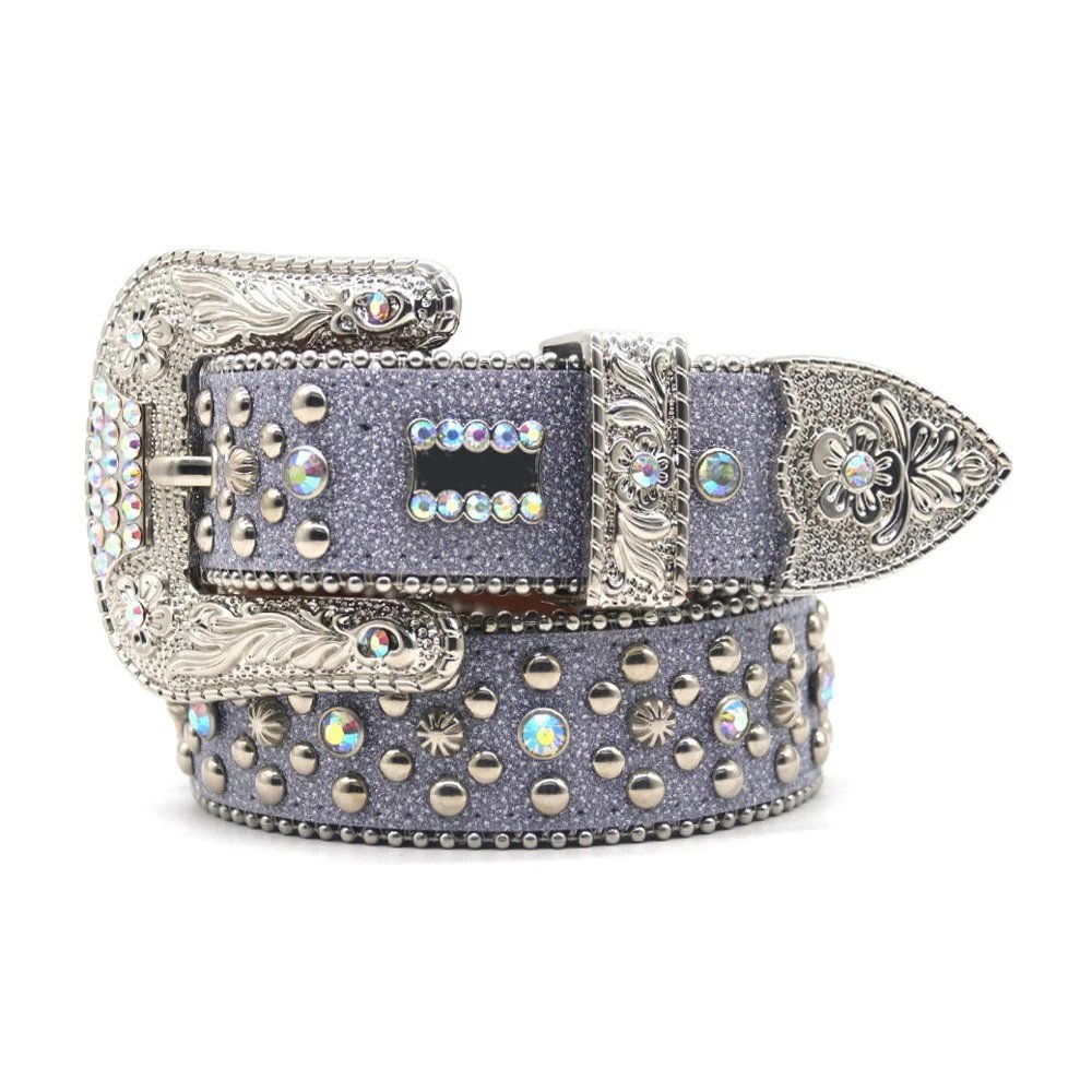 Rhinestone Belt for Women Men Western Cowgirl Cowboy Fashion Bling Studded Leather Belt for Jeans Pants