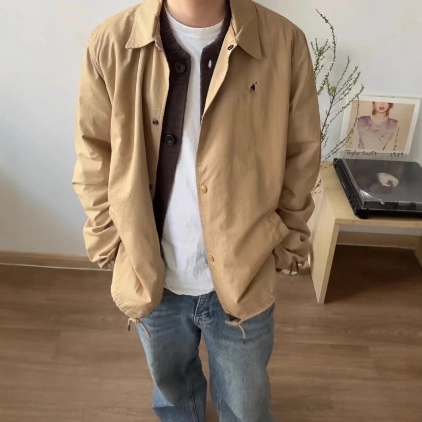 New RL Pony Embroidery Small Logo Thin Coach Jacket Vintage Old Money Jacket