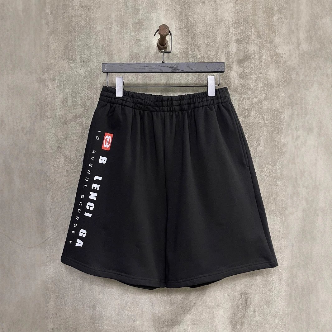 New Balenciaga Red Label Double Ring Print Casual Shorts Sweatpants Unisex