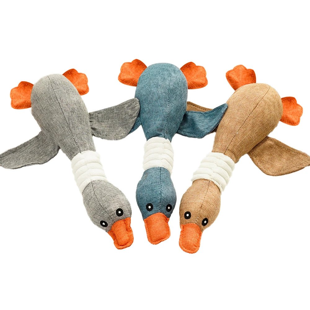 Dog Cat Goose Plush Squeaky Cat Toy Chew Dog Chew-Resistant Self-Entertaining Boredom Relief Pet Supplies