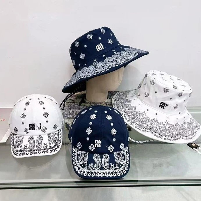 Miu Miu New Print Wide Brim Bucket Hat Minimalist Fashion Women Japanese Fresh Style Hat
