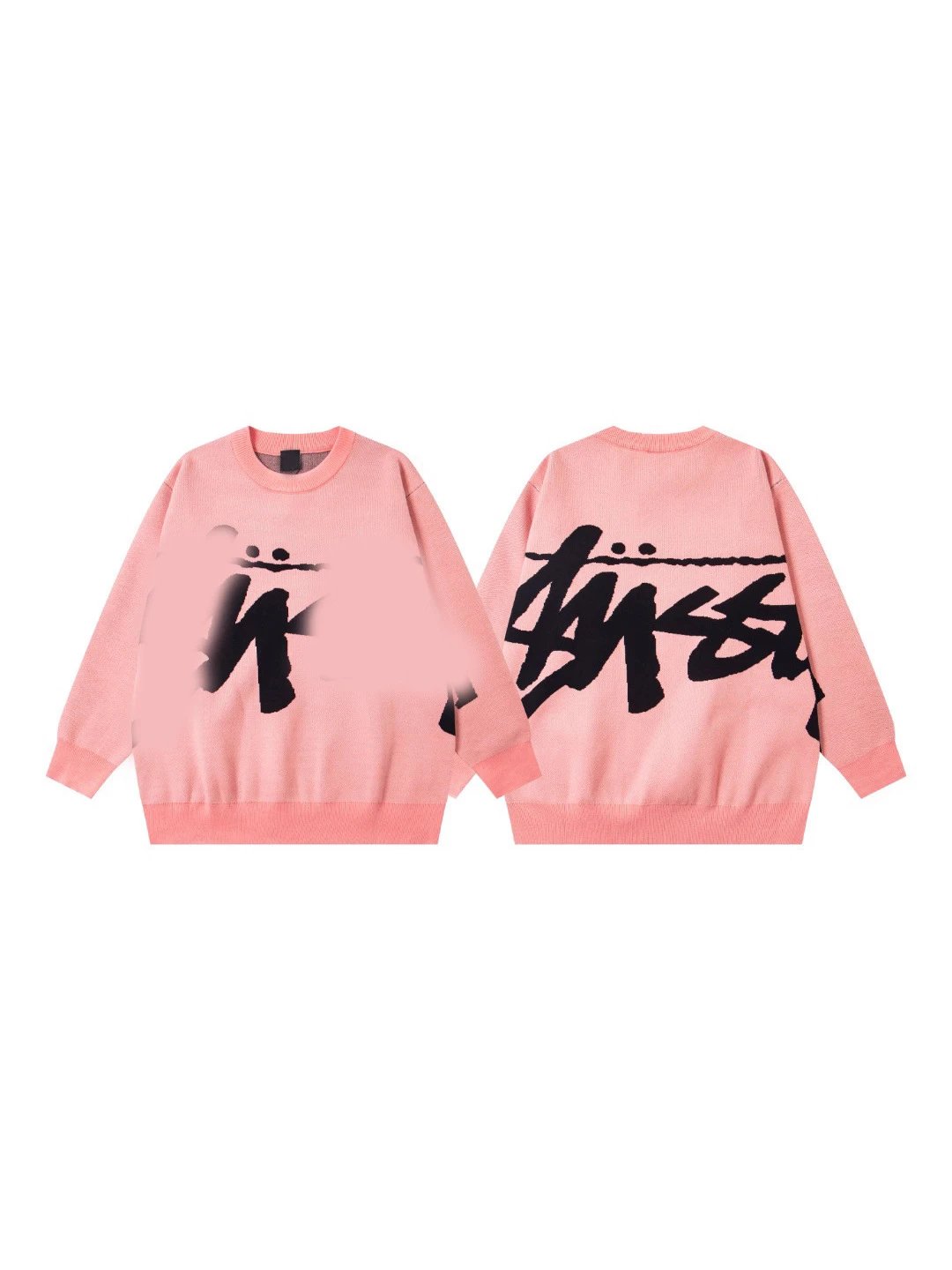 FW22 Large Logo Loose Pullover Round Neck Hand-Knitted Loose Silhouette Knit Retro Sweater Unisex Same Style