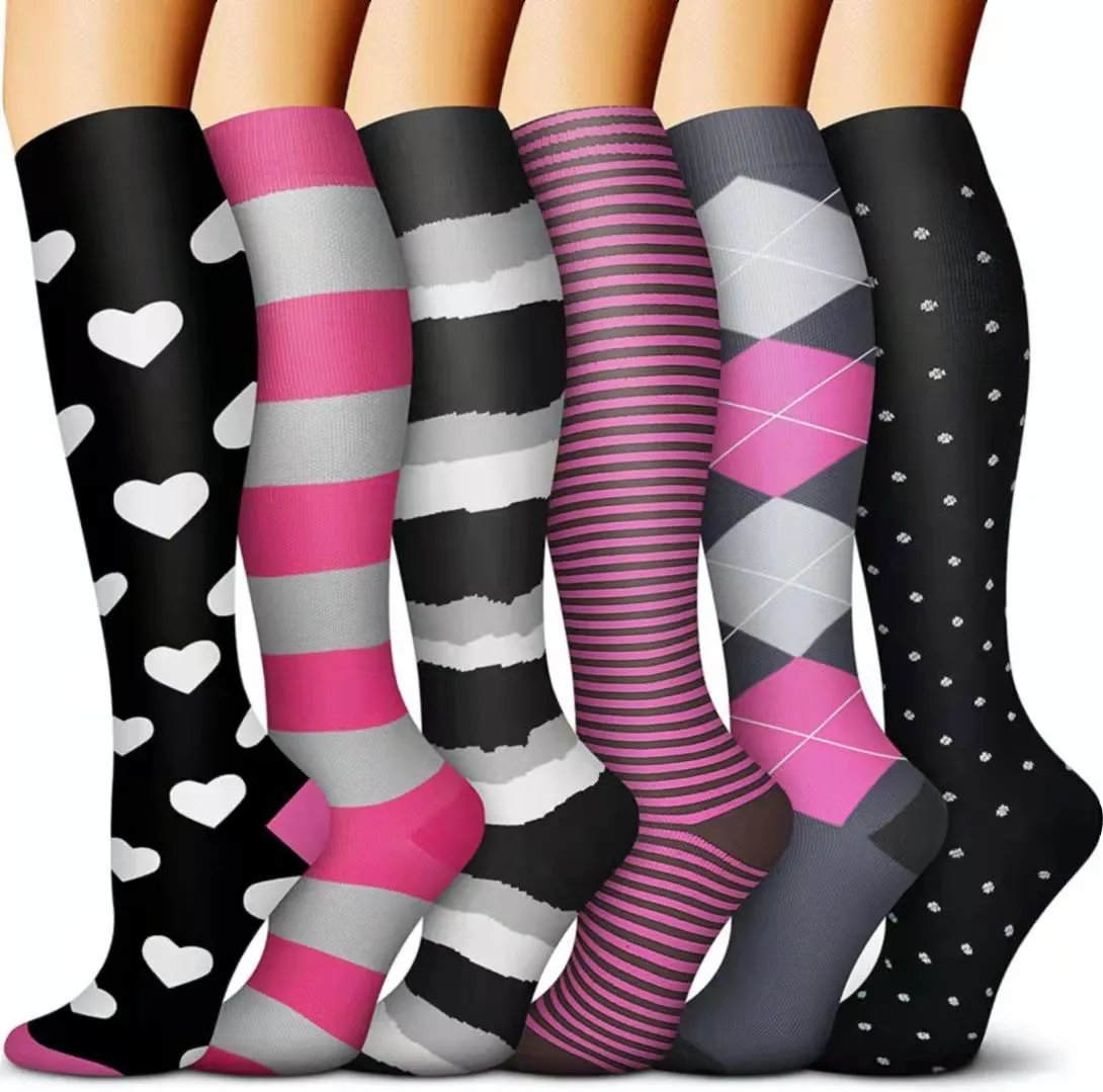 Compression Long Tube Socks Men Women Sports Fitness Socks Fashion Print Casual Socks