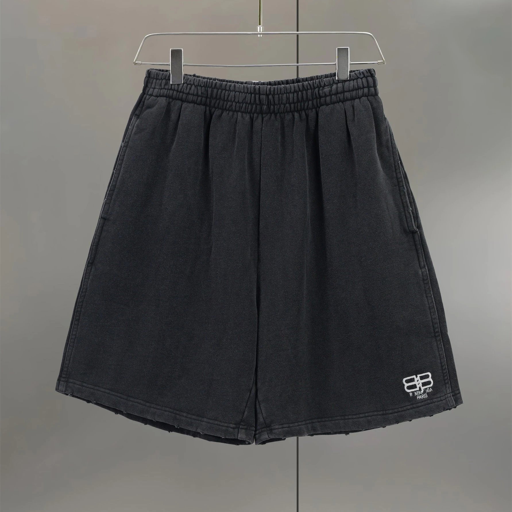 Balenciaga Double B Embroidery Logo Hot Item Washed Vintage Straight Shorts Sweatpants Unisex