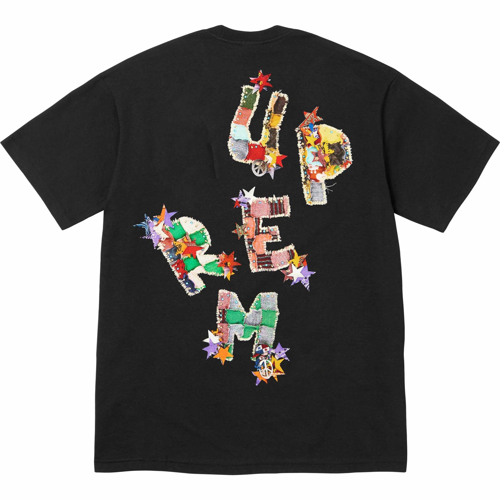 24SS PATChrome HeartsWORK TEE Patchwork Star Letter Print Short Sleeve T-shirt Unisex