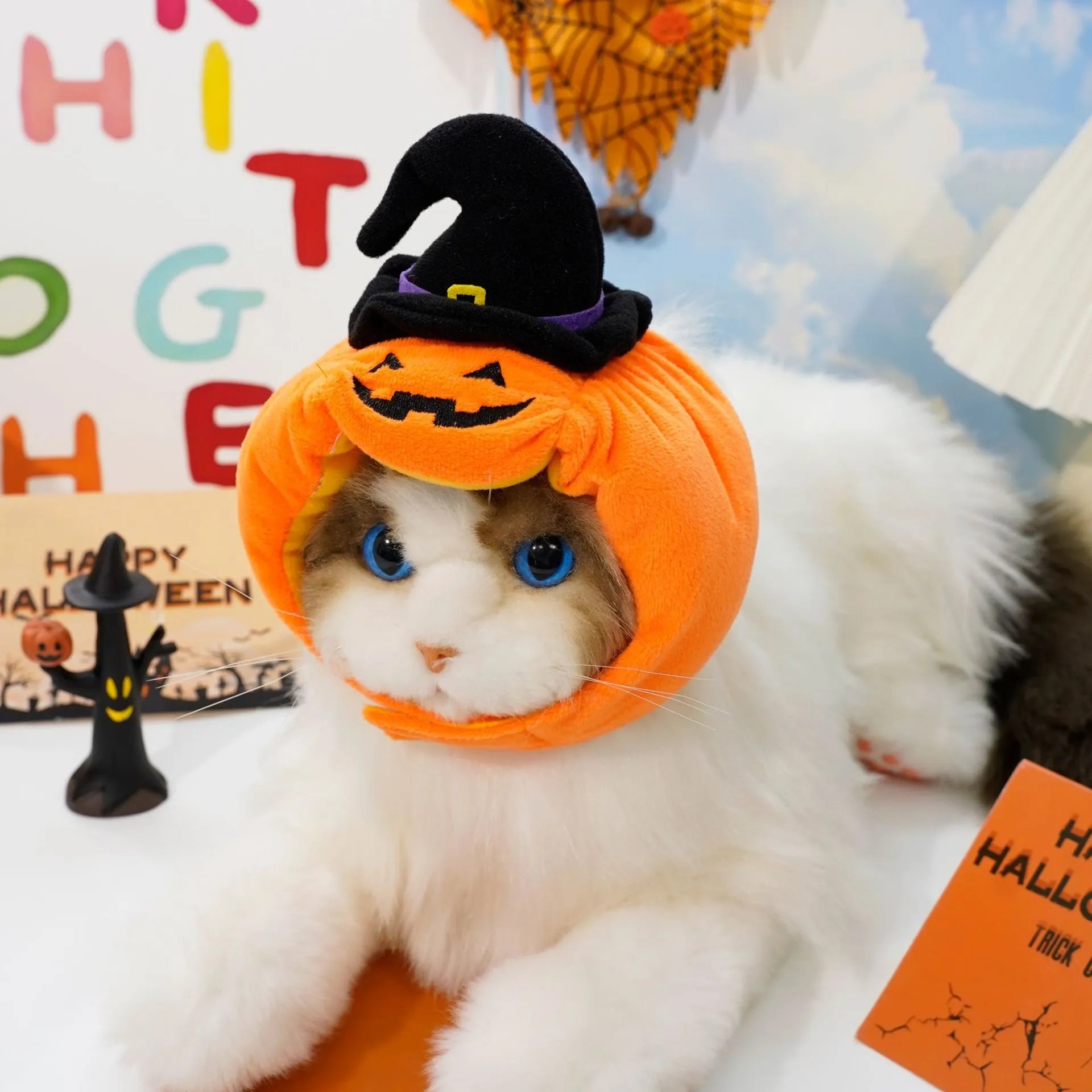 Pet Hat Halloween Funny Dog Pumpkin Hat Dog Apparel Cat Transformation Hood Cat Supplies