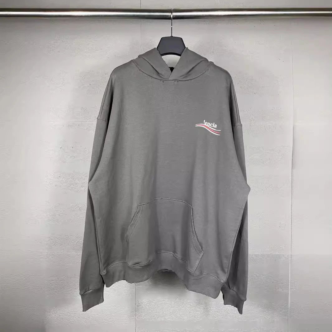Balenciaga Coca-Cola Tear Print Frayed Distressed Long Sleeve Hoodie Loose Casual Unisex Couple Style