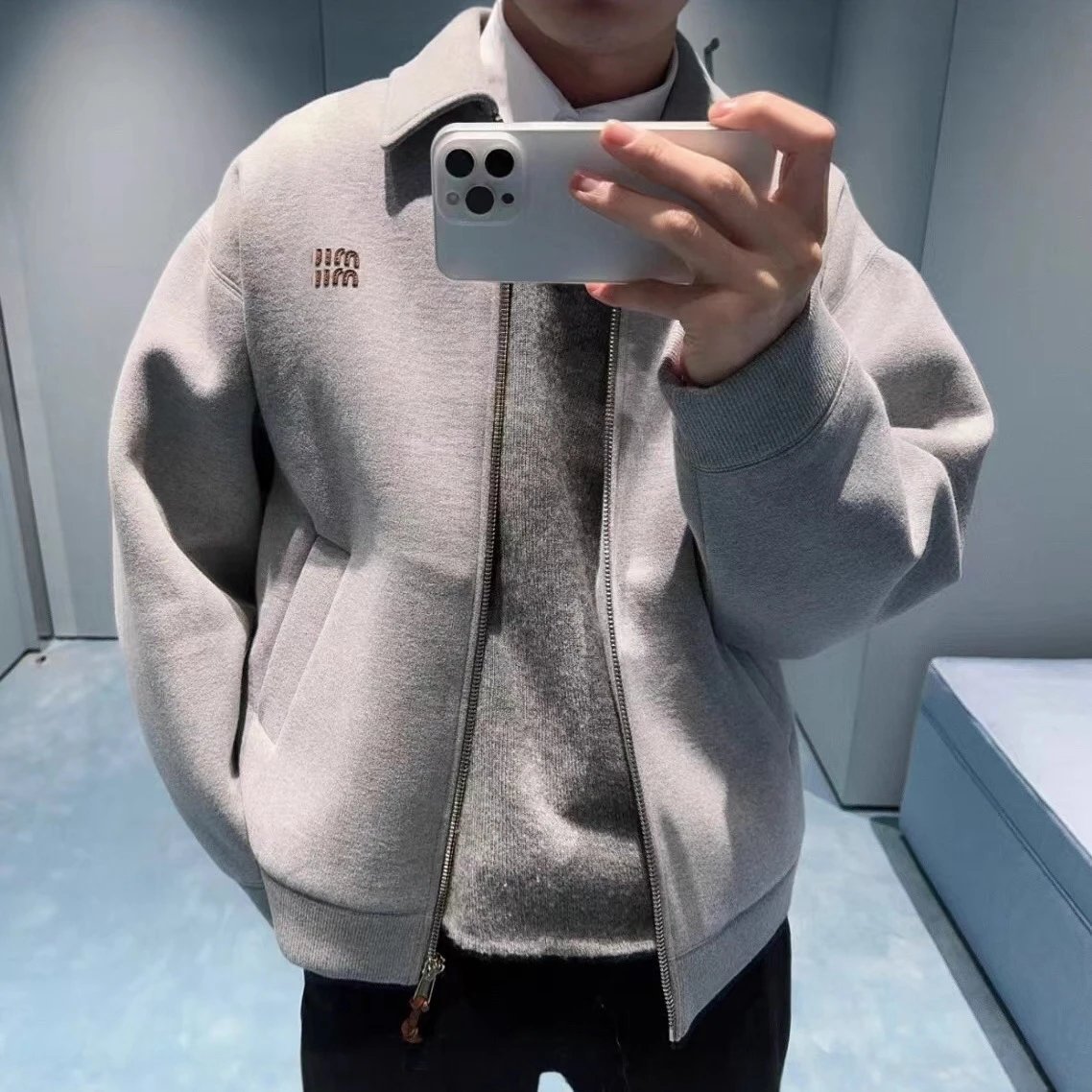 2025 New Miu Miu Ultra Thick Jersey Jacket High GSM Hoodie Unisex