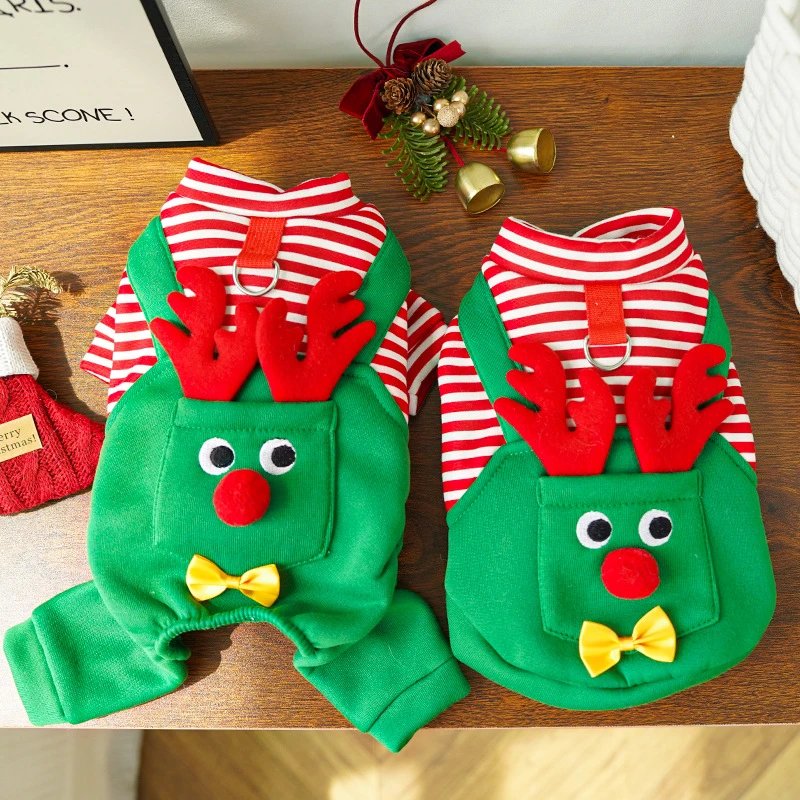 Christmas Dog Cat Pet Cat Clothing Dog Supplies Reindeer Teddy Bichon Four-Legged Outfit Vest New