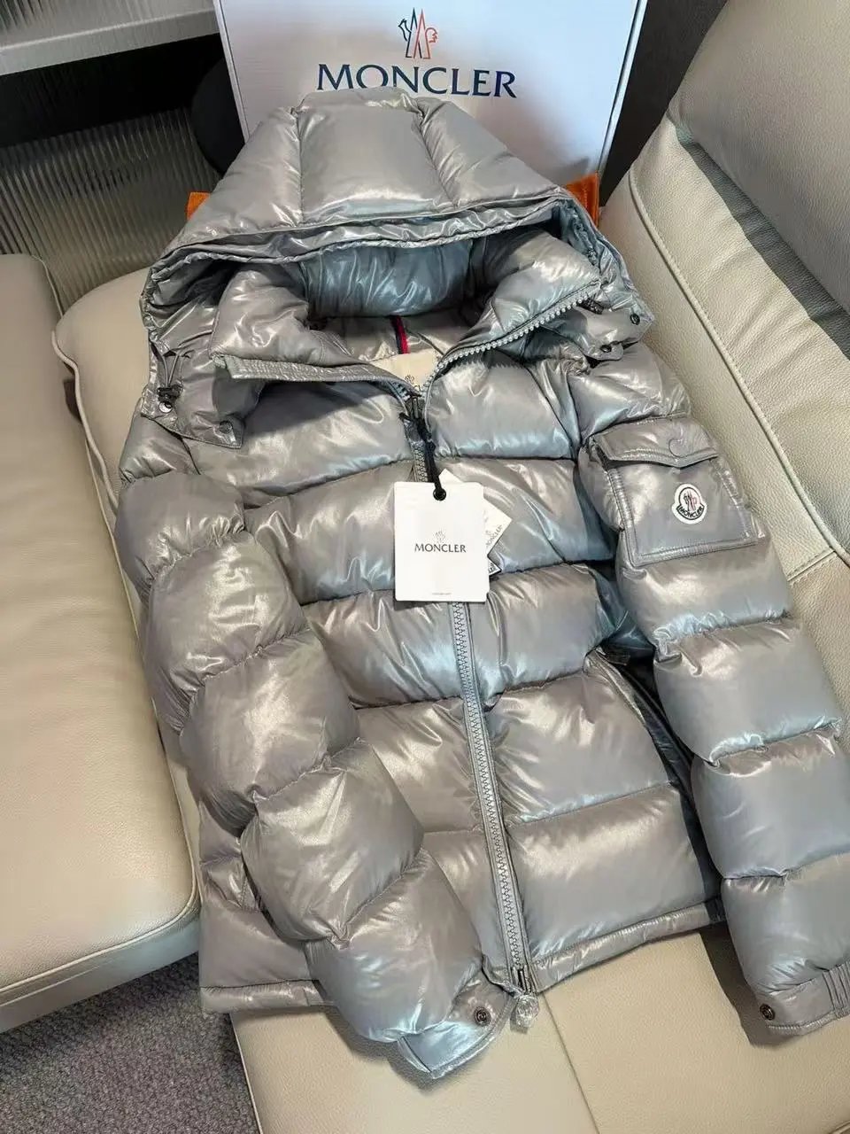 Moncler Brand Hooded Maya Down Jacket Unisex White Duck Down Thick Warm Cold Protection Hooded Couple Outerwear