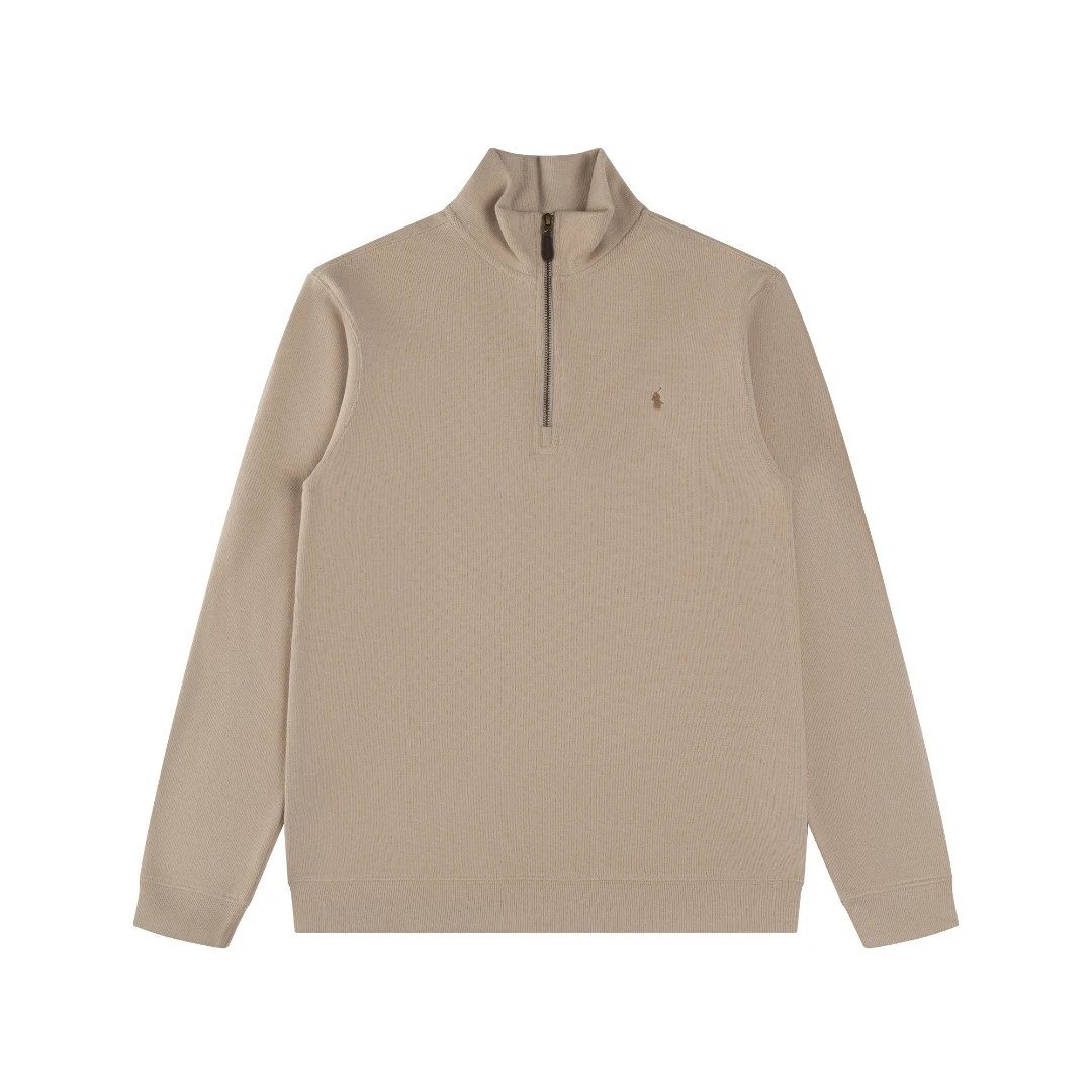 Ralph Lauren small horse embroidery LOGO half zip high neck long sleeve knitwear sweatshirt men's and women's
