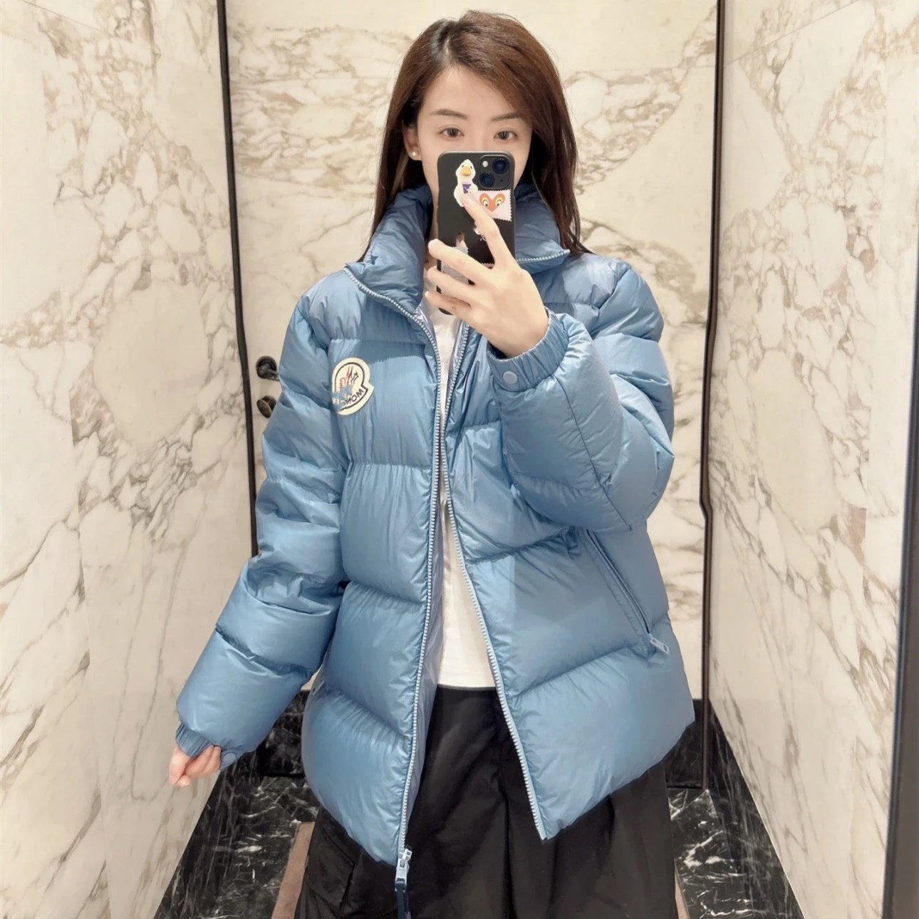 Moncler Chest Large LOGO Badge 90% White Duck Down Cold Weather Jacket for Men and Women