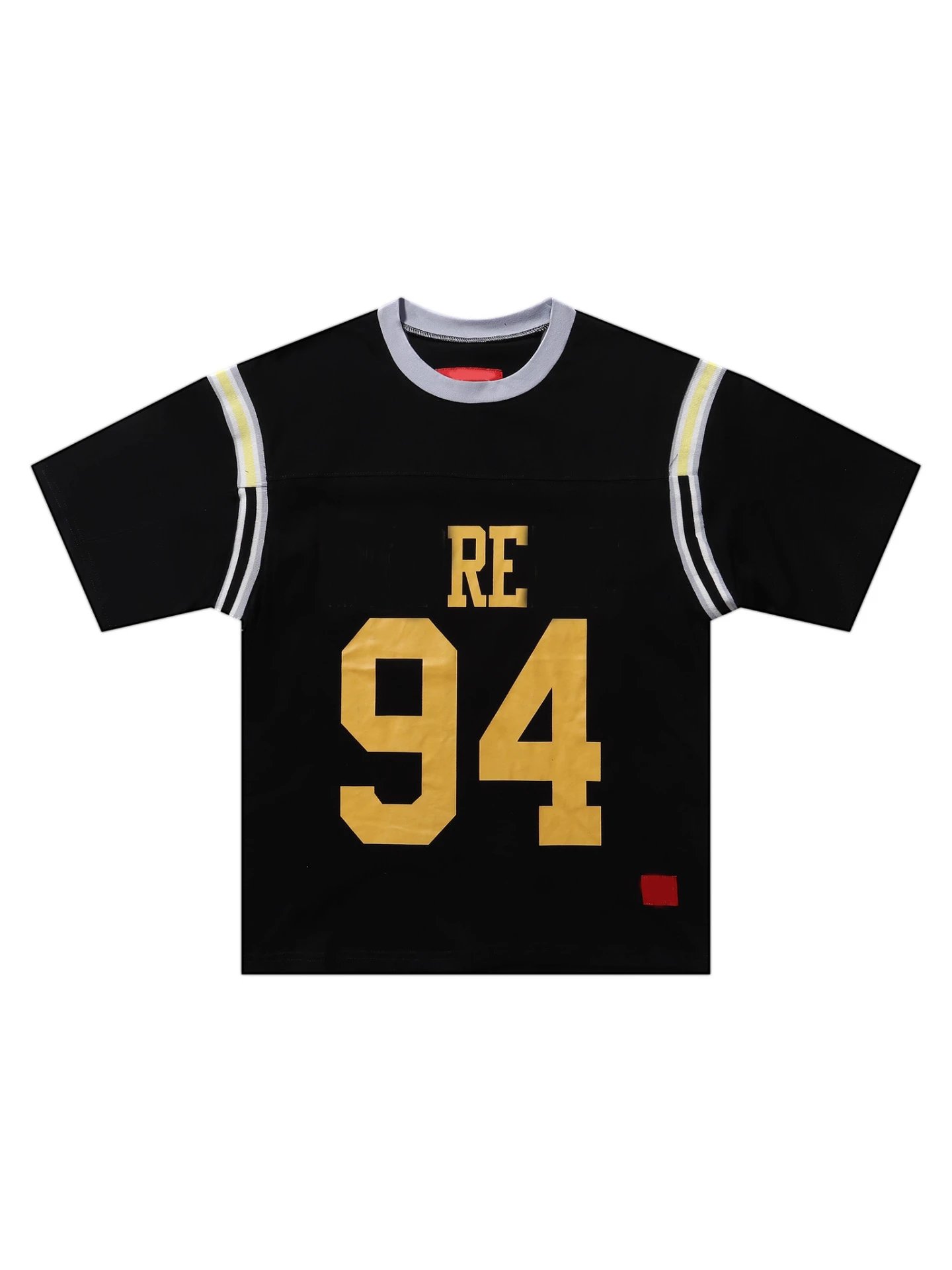 WEEK8 Split S/S Football Top Patch Pattern Ribbed Round Neck Short Sleeve Football Jersey Unisex