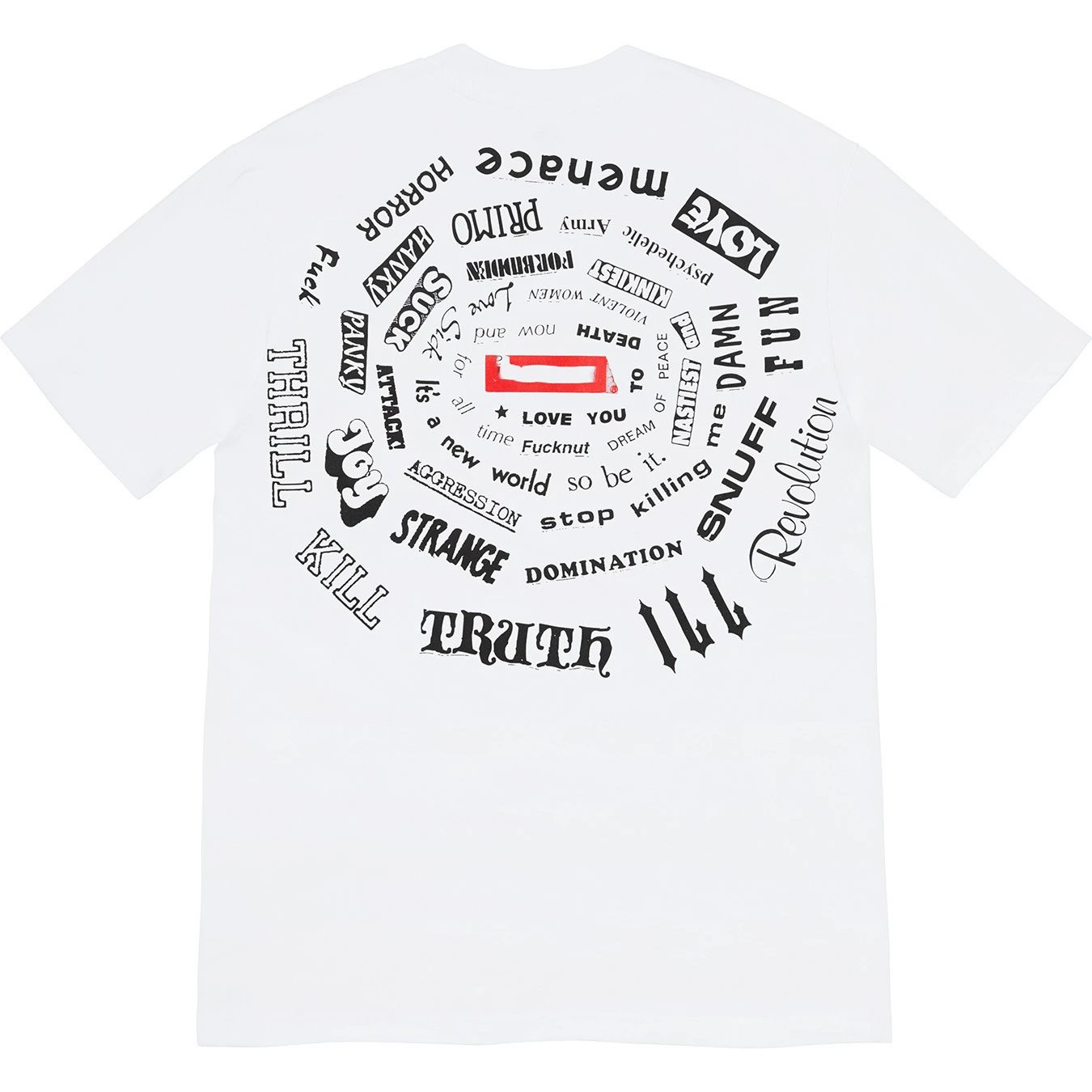 21SS Spiral Tee Swirl Spiral Red Label Bagua Box Logo Short Sleeve Round Neck T-shirt Unisex Tee