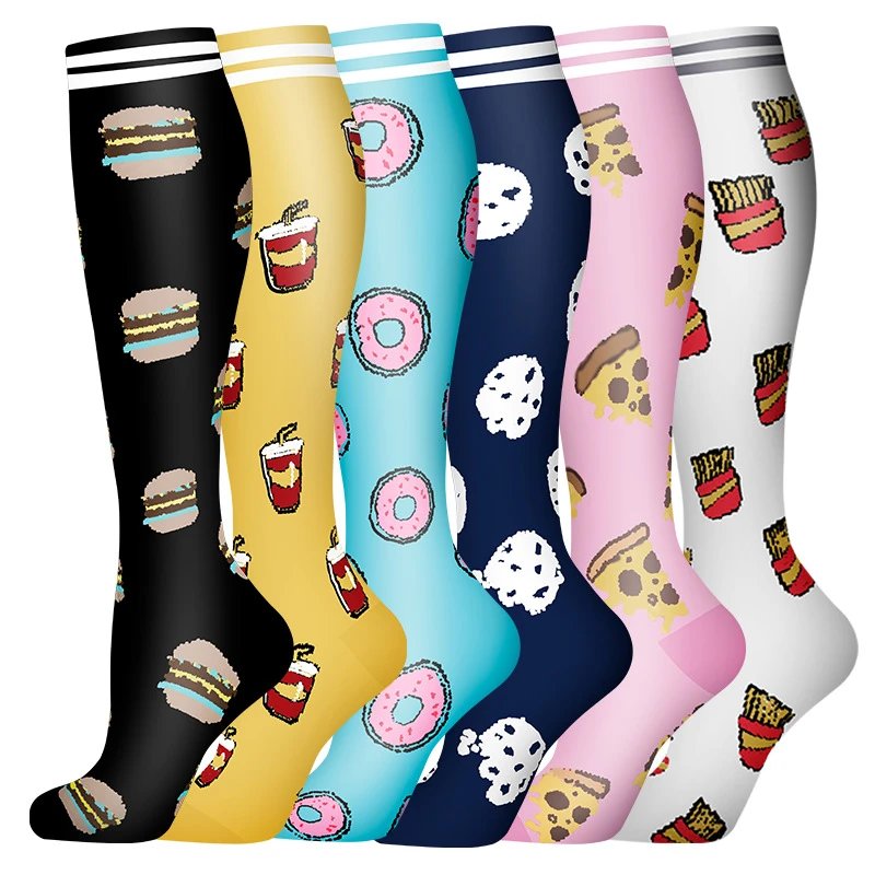 Pattern Set Compression Calf Socks Outdoor Sports Fitness Elasticity Light Pressure Leg Shaping Socks