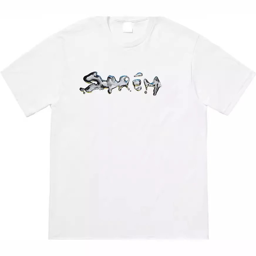 18FW Liquid Tee Liquid Silver Mercury Liquid Large Logo Short Sleeve T-shirt